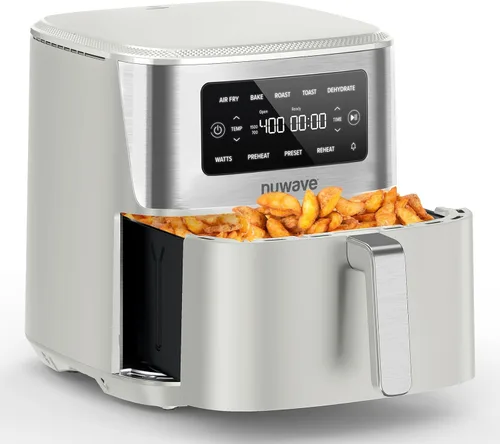 Miniatura 12 de Nuwave Brio Plus - Freidora de aire 6 en 1, gran capacidad de 7 cuartos de galón, control preciso de temperatura de 50 °F a 400 °F, antiadherente
