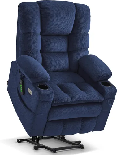 Miniatura 16 de MCombo Sillón Reclinable Grande con Triple Motor de Elevación Eléctrica con Masaje y Calefacción Doble, Reposacabezas Ajustable para Personas Café