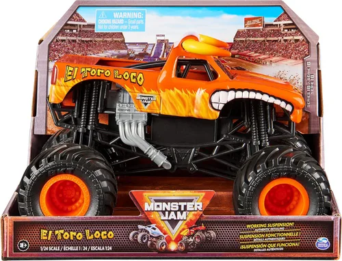 Monster Jam, Camión monstruo oficial de El Toro Loco, vehículo de colección fundido a presión, escala 1:24, juguetes para niños a partir de 3 años