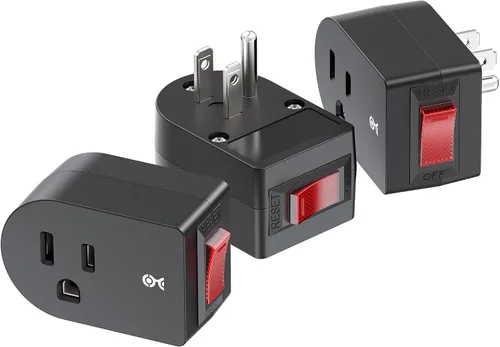 [Listado ETL] Cable Matters - Paquete de 3 interruptores de toma de tierra con encendido y apagado, interruptor de enchufe y apagado, adaptador de