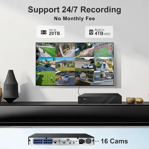 Miniatura 5 de Anpviz Sistema de cámara de seguridad PoE de 16 canales, NVR comercial de 12 MP 4K 16 canales para negocios, 12 cámaras de torreta IP con cable de 6
