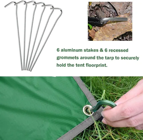Miniatura 4 de AYAMAYA Tent Footprint, PU 3000 Waterproof Tent Ground Cloth Large Size for 2-8 Person Family Camping Tents Ground Sheet Mat with 6 Tent Stakes for