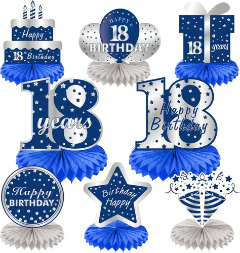 8 piezas de decoración de cumpleaños número 18, centro de mesa para fiesta, suministros de decoración de cumpleaños número 18, centros de mesa de