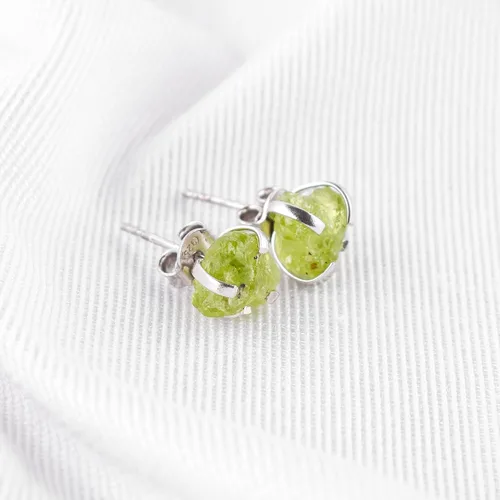 Miniatura 2 de AA Piedras Preciosas en Bruto Cristales de Piedras Ásperas Aretes de Perno Delicados para Mujeres, Joyería de Boda Hecha a Mano de Piedras