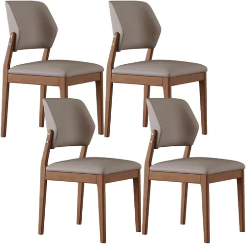 Miniatura 12 de YVYKFZD Wooden Dining Chairs Set, Leather Dining Room Chair, Upholstered Kitchen Chairs with Curved Backrest, Armless Living Room Chair, for Bedroom