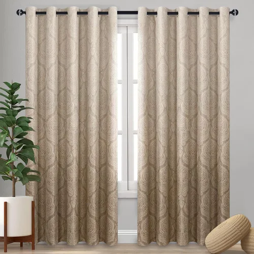 Miniatura 11 de DWCN - Cortinas blackout para dormitorio, diseño de damasco con aislamiento térmico y ojales, para sala de estar, juego de 2 paneles de cortina Gris
