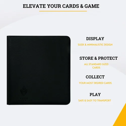 Miniatura 7 de Card Guardian - Carpeta de 12 bolsillos con cierre para 480 tarjetas de juegos de cartas coleccionables TCG (Negro) Yugioh MTG Carpeta de tarjetas