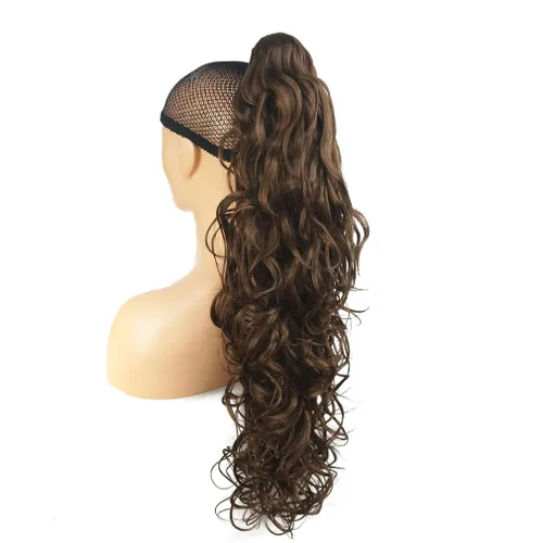 Lydell Extensión de pelo sintético de 30.0 in con clip y pinza de pinza (10 marrón ceniza claro)