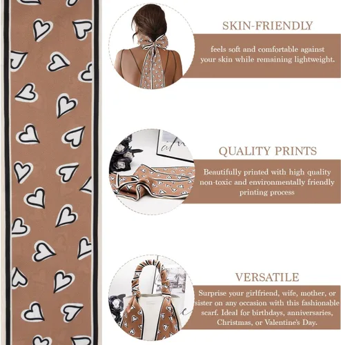 Miniatura 4 de Women's Designer Neckerchief Handbag Handle Ribbon Fashion Scarf Cute Heart Printed Hair Tie