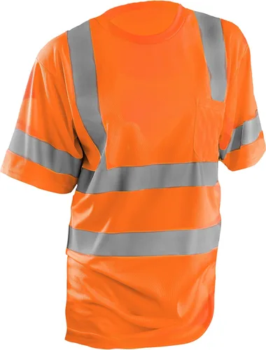 Miniatura 16 de OccuNomix LUX-SSETP2B-YS Camiseta clásica estándar de manga corta con textura ojo de pájaro absorbente con bolsillo, clase 2, 100% poliéster ANSI