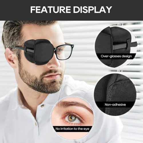 Miniatura 5 de eZAKKA Parches para ojos para adultos y niños, para ojo izquierdo y derecho, 2 piezas de parches médicos para anteojos de seda para ojos perezosos