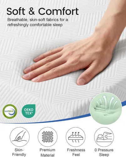 Miniatura 3 de Colchón individual firme de 8 pulgadas, colchón de espuma de alta densidad en una caja para aliviar el dolor de espalda, alivio de presión
