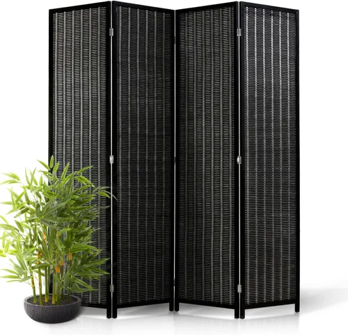 Divisor de habitación, pantallas de privacidad plegables de 6 pies, 4 paneles de bambú, divisor portátil de pared, divisor de habitación