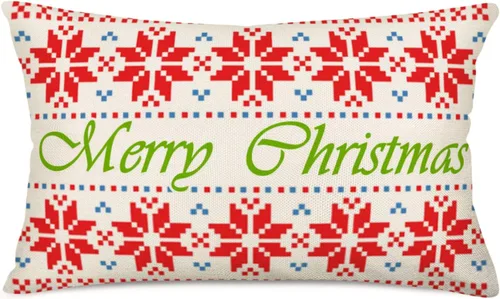 Miniatura 21 de Fundas de almohada de cintura de 12 x 20 pulgadas, fundas de almohada de muérdago de eucalipto rojo y verde, fundas de almohada de lino de algodón