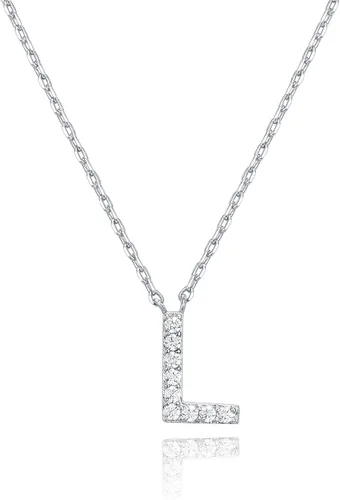 Miniatura 21 de PAVOI 14K White Gold Plated Cubic Zirconia Initial Necklace Letter Dainty Necklaces for Women