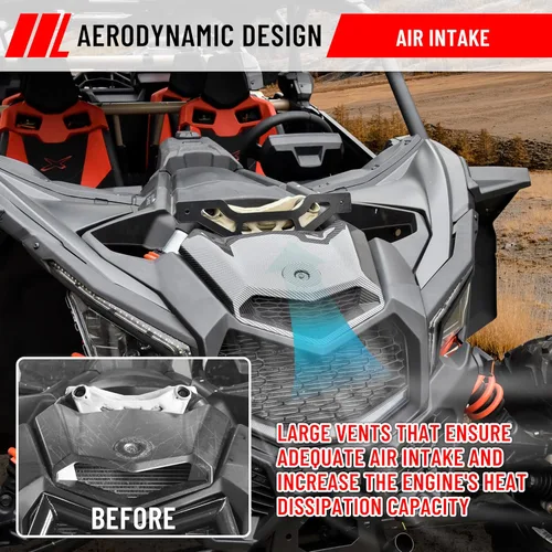 Miniatura 2 de SAUTVS Capó turbo con patrón de fibra de carbono para Can Am X3, diseño frontal de fibra de carbono Turbo Hood Scoop para Can-Am Maverick X3 XDS XRS