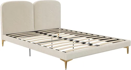 Miniatura 7 de CosmoLiving by Cosmopolitan Cama tapizada Coco, Queen, terciopelo marfil