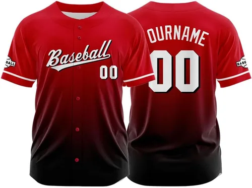 Miniatura 12 de Camiseta de béisbol con degradado personalizado, nombre, número y logotipo personalizados para hombres, mujeres y niños