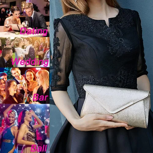 Miniatura 5 de Women's Gold Clutch,Gold Clutch Purses For Women Evening Shoulder Crossbody Handbags Bridal Prom Wedding Party Purse
