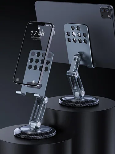 Miniatura 2 de Aluminum Foldable Phone Stand for Desk with Carbon Steel Base, Fully Adjustable Foldable Desktop Phone Holder Cradle Dock Compatible with iPhone