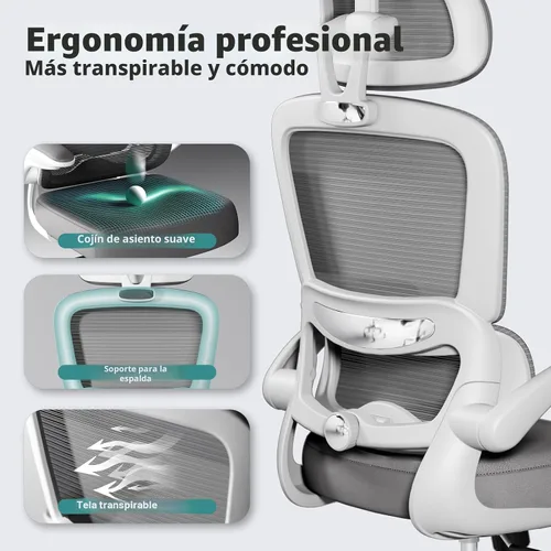 Miniatura 4 de TRALT Silla de oficina ergonómica de escritorio, 330 libras, sillas de escritorio de oficina de malla para el hogar con ruedas, cómodas sillas