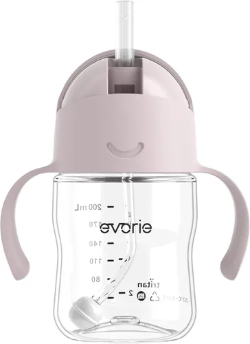 Miniatura 27 de Evorie Tritan - Vaso para beber con popote con peso con asas para bebés y niños pequeños, botella de agua a prueba de derrames con popote para 6