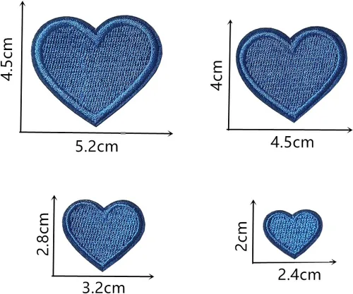 Miniatura 5 de 24 parches para planchar con corazón azul, parches bordados con corazón para ropa, chaquetas, sombreros, mochilas, jeans