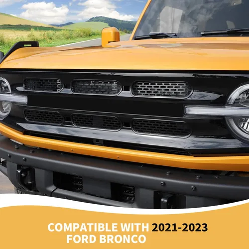 Miniatura 3 de RAZPOY Para insertos de parrilla de malla Bronco, 6 piezas de cubierta protectora de rejilla frontal con clip compatible con accesorios exteriores