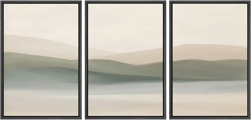 Miniatura 100 de SIGNWIN Lienzo enmarcado para pared, juego de arte tranquilo con reflejo de lago, acuarela, montaña y agua, ilustraciones modernas, arte abstracto