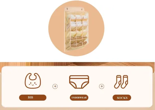 Miniatura 2 de Paquete de 2 organizadores colgantes duraderos para ropa interior/calcetines con 15 bolsillos de malla, bolsillo de almacenamiento que ahorra