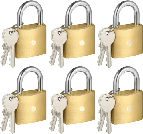Miniatura 11 de HOX Paquete de 2 candados con llave, impermeable y a prueba de óxido, cerradura de latón macizo con cuerpo de 1-1/4 pulgadas de ancho, candado