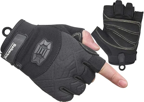 Miniatura 11 de Seibertron Guantes de palma acolchada con dedos completos o semi-dedos, ligeros y transpirables para escaladores, escalada en roca, rescate, Tres