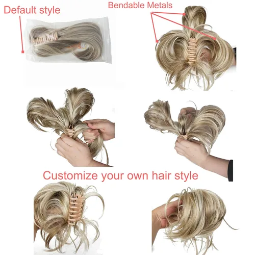 Miniatura 6 de Lydell Extensión de cabello sintético ajustable con pinza de mandíbula (marrón oscuro)