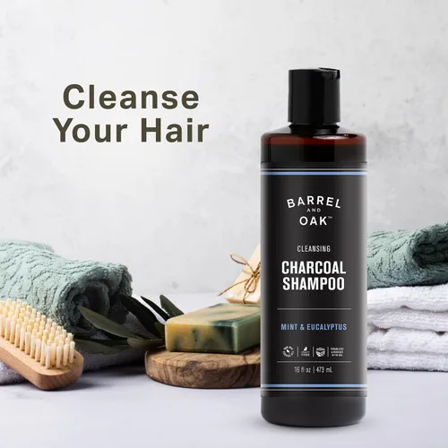 Miniatura 2 de Barrel & Oak Champú de carbón de menta y eucalipto para hombres, champú limpiador para hombres con extractos botánicos y aceites esenciales, cuidado