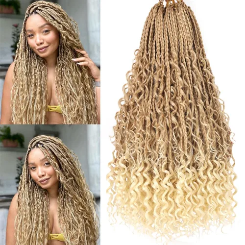 Miniatura 7 de Beverlee Goddess Box - Trenzas de ganchillo de 8 pulgadas, 8 paquetes de trenzas de ganchillo bohemias, extremos rizados, pelo sintético rizado