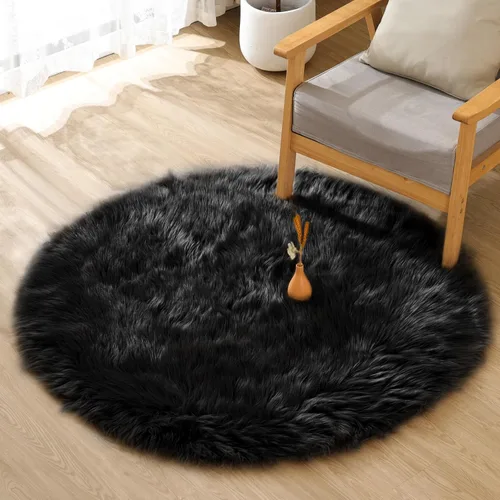 Miniatura 51 de ORINOVA Alfombras de pelo sintético lavable de color gris plateado claro para dormitorio, alfombra de felpa para sala de estar, alfombra