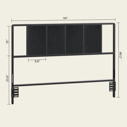 Miniatura 3 de MAHANCRIS Cabecero tamaño Queen solamente, cabecero de metal con adaptadores, estilo industrial minimalista para camas tamaño Queen, negro