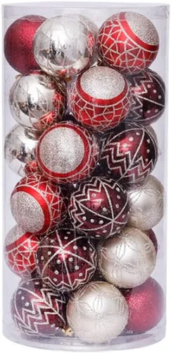 Miniatura 7 de Juego de 30 adornos de bolas de Navidad, bolas de adornos de Navidad inastillables, decoración de árbol de Navidad, bolas de árbol de Navidad rojas