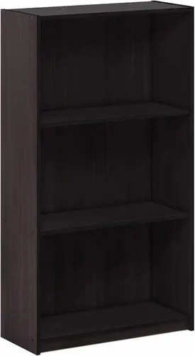 Furinno Basic - Estantería de almacenamiento para librerías de 3 niveles, nogal oscuro