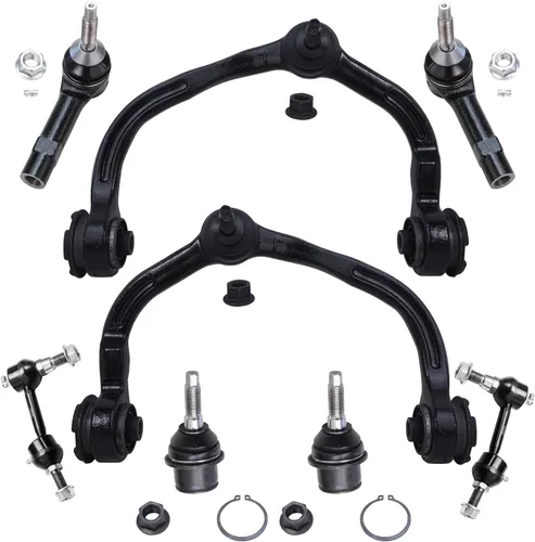 Miniatura 414 de Detroit Axle - Kit de brazos de control de extremo delantero de 8 piezas para Dodge Dakota 00-04, Durango 00-03, 4 brazos de control superior e