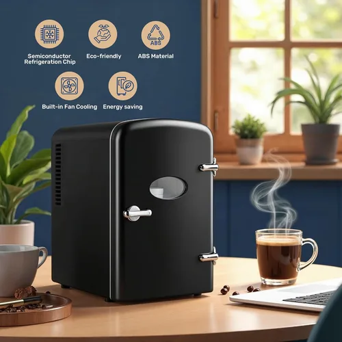 Miniatura 6 de HealSmart Mini refrigerador de 4 litros con ventana de observación, capacidad para 6 latas, enfriador y calentador portátil sin freón y portátil
