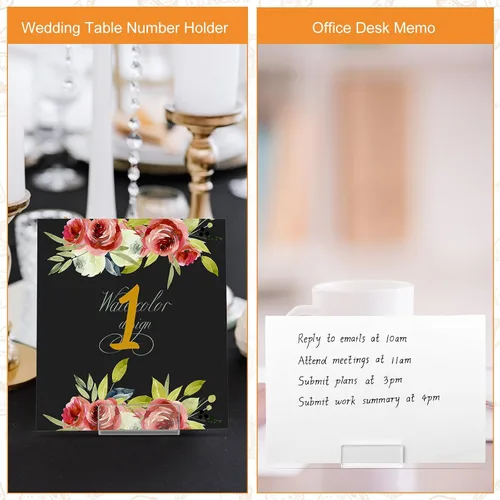 Miniatura 5 de CroBlissful 30 soportes para tarjetas de lugar, soporte pequeño de acrílico para tarjetas de bis, soporte de número de nombre de mesa para boda