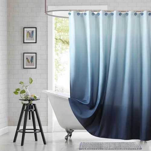 Miniatura 23 de Cortina de ducha gris, cortinas de ducha de tela de microfibra gris degradado para baño, cortinas de baño modernas impermeables, 72 pulgadas