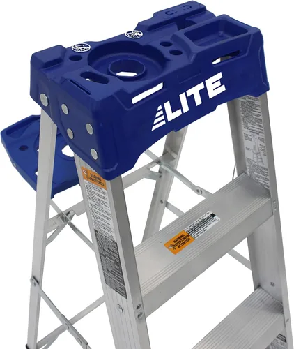 Miniatura 8 de LITE Escalera de aluminio de 4 pies con bandeja de herramientas, capacidad de carga de 250 libras, tipo I, LP-2111-04