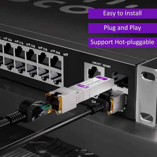 Miniatura 4 de Transceptor 10GBASE-T SFP+ a RJ45, módulo SFP+ a Ethernet de cobre multitarifa 1/2.5/5/10G para Cisco SFP-10G-T-S, Ubiquiti UniFi UF-RJ45-10G