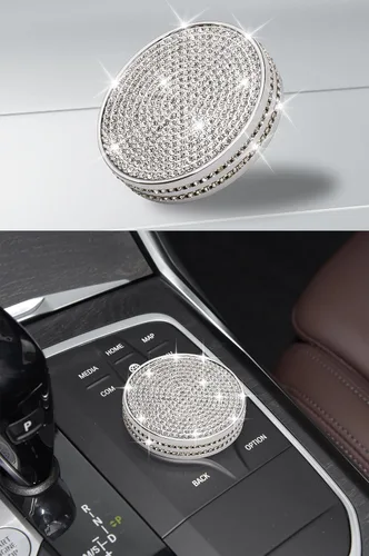 Miniatura 8 de Bling Media - Cubierta de botón iDrive, accesorios de automóvil, calcomanías de metal para decoración interior de automóvil, piezas para BMW 330 i