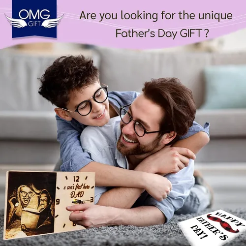 Miniatura 2 de Regalos personalizados para padre, reloj de escritorio personalizado con madera quemada, regalos únicos para Navidad de parte de su hijo