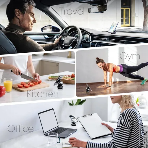 Miniatura 8 de Soporte magnético para teléfono para automóvil con diseño esférico de vacío ajustable de 360°, soporte de teléfono para automóvil, hogar, gimnasio