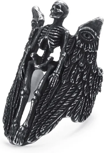 KIRTIJW Anillos de calavera para hombre, de acero inoxidable, gótico, motociclista, punk, cráneo, joyería para hombre, talla 8-13, Acero, Sin