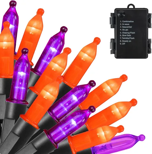 Miniatura 10 de Dazzle Bright 50 luces LED de Navidad que funcionan con bateo, mini tira de luces impermeables de 16 pies con 8 modos para Navidad, interiores